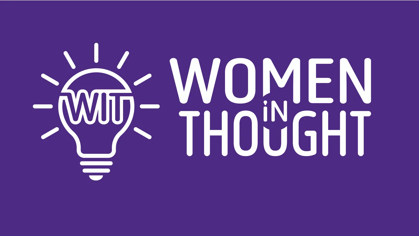Women in Thought strategic identity concept showing the WIT lightbulb mark and Women in Thought wordmark on a purple field.